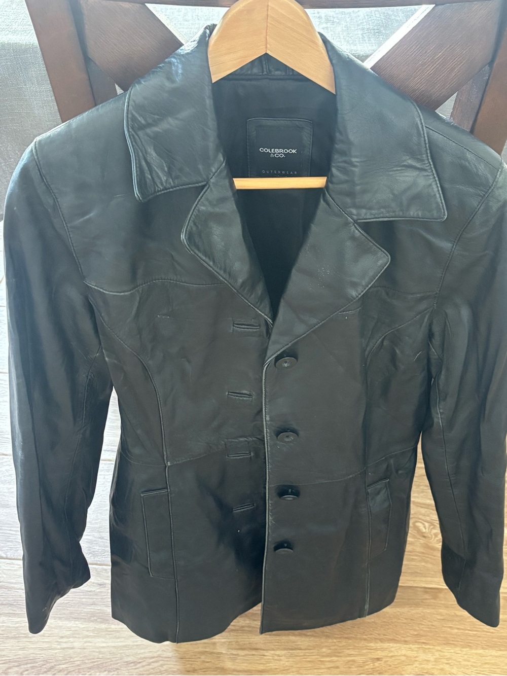 Vintage Colebrook & Co. Women's Black Leather Button-Front Jacket